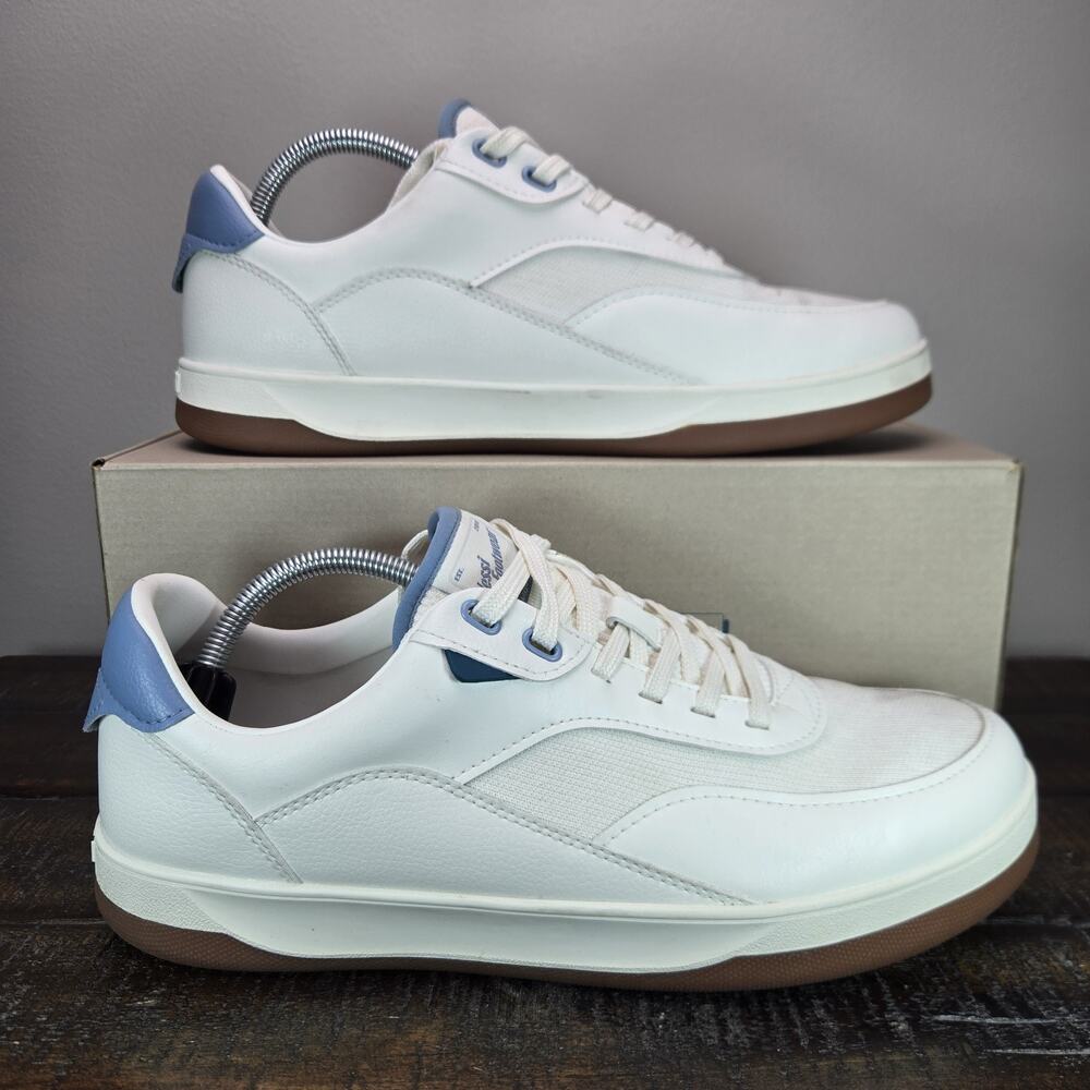 Vessi Courtside Classic Mens Size 11 Waterproof Shoes Off White Tidal Blue